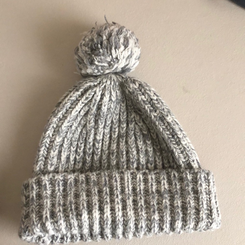 Grey puffball hat